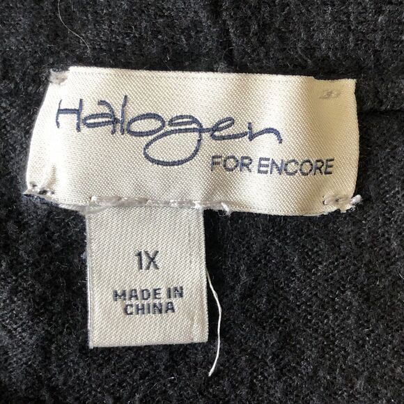 Halogen For Encore Cashmere Blend Open Front Cardigan Black Size 1X - Picture 3 of 14